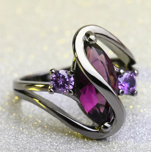 Sapphire Marquise Ring, Women's Black Gold Jewelry