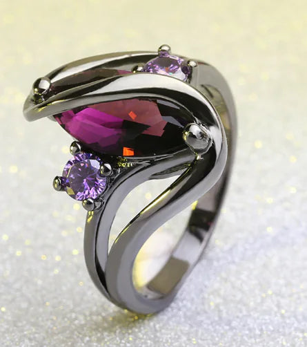 Sapphire Marquise Ring, Women's Black Gold Jewelry