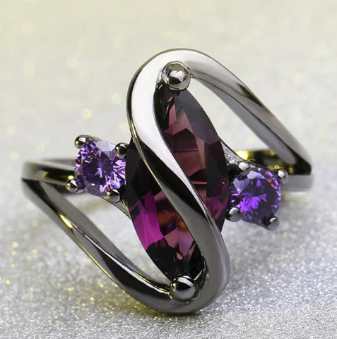 Sapphire Marquise Ring, Women's Black Gold Jewelry